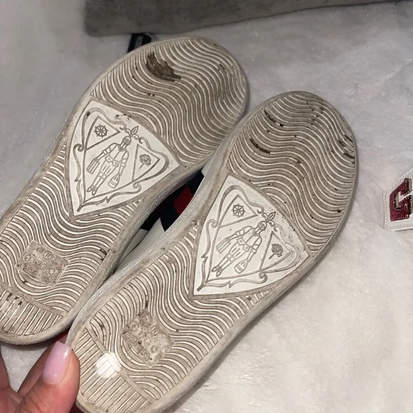 Gucci White Leather And Canvas Ace Sneakers